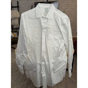 Brooks Brothers Milano Non Iron White Long-Sleeves Dress Shirt Mens Size 34